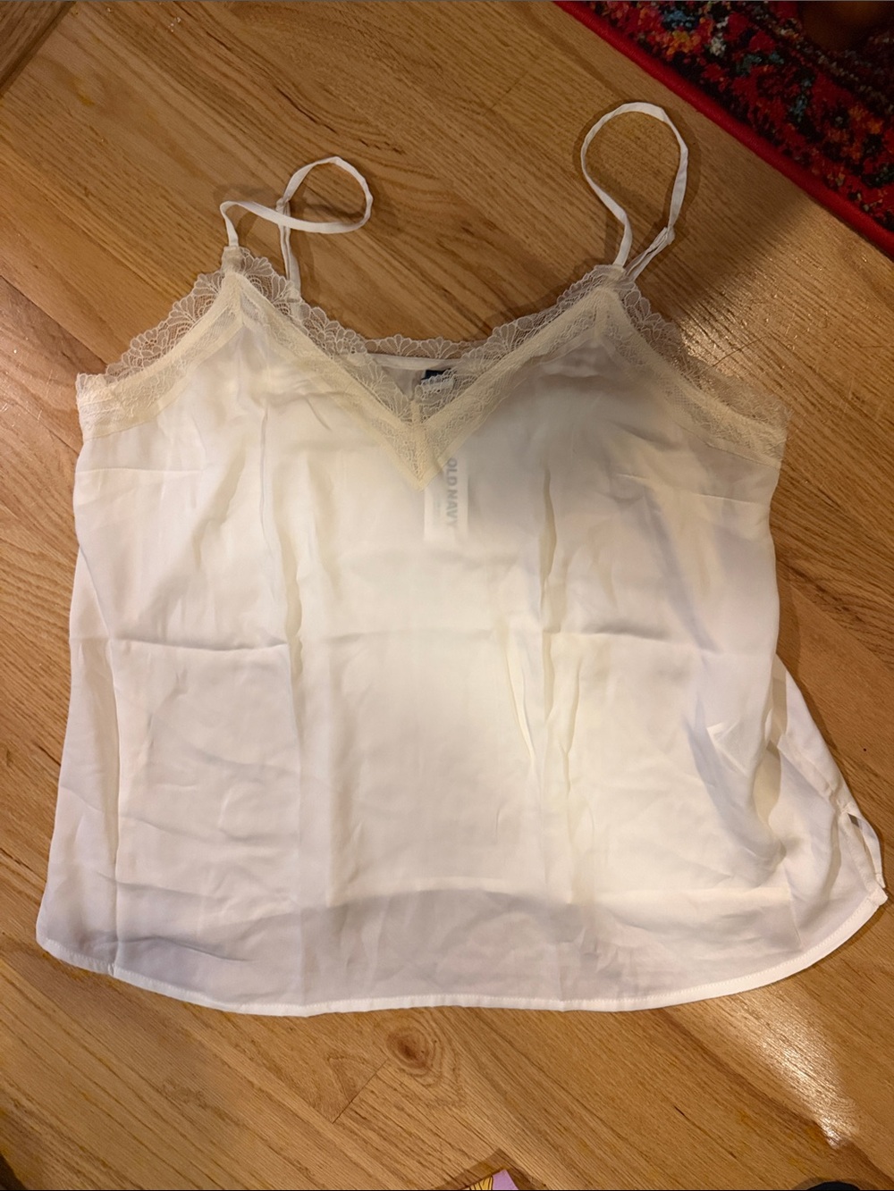 Lace Trim Camisole Tank Top in Cream